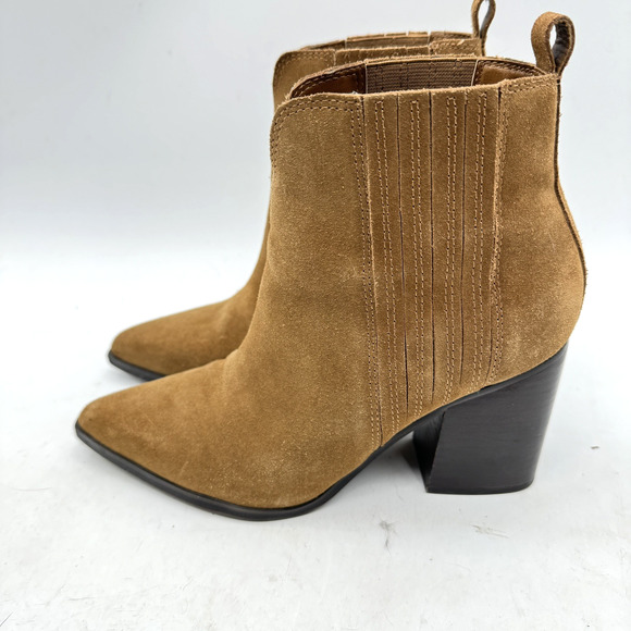 Marc Fisher Maree Heeled Western Boots Sz 8M Chestnut Brown Suede Leather Boho - Picture 3 of 10